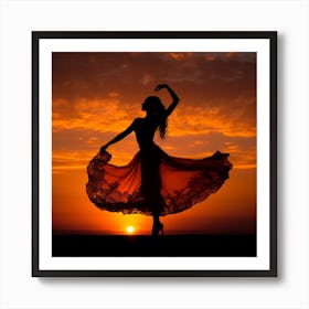 Silhouette Of A Dancer At Sunset 1 Poster