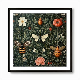 Bees And Flowers Art 5 Art Print