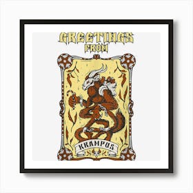 Greetings From Krampus Germanic Christmas Demon Art Print