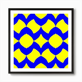 Blue and Yellow Star and Circles Affiche