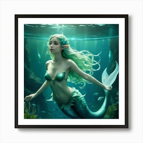 Elf Water Aquatic Mermaid Nymph Ocean River Lake Creature Magical Enchanting Ethereal Gr (6) Art Print