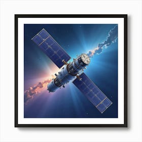 Advanced Communication Satellites, Watercolor Celestial Backdrop 1 Art Print