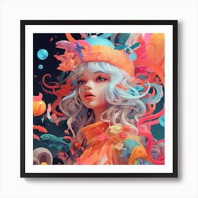 Girl With Bubbles Art Print