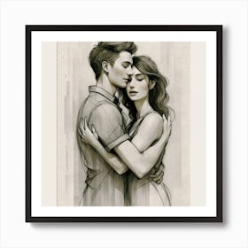 Couple Hugging 3 Art Print