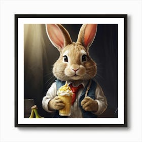 Rabbit With Bananas Art Print