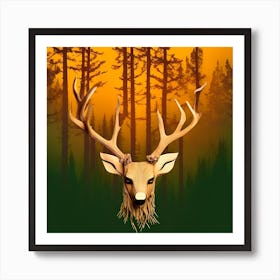 Deer of a tree Art Print