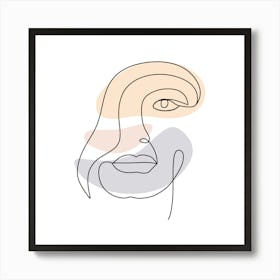 Woman'S Face Continuous line drawing of a woman, Scandinavian wall art, fine art print. 2 Art Print