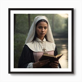 beautiful maid barique renaissance swamp nun girl holding a book #3 Póster