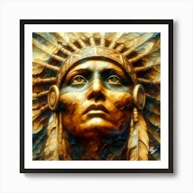 Bronze Native American Abstract Head Bust Copy Art Print