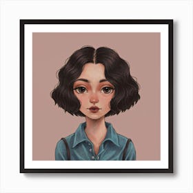 Girl With Black Hair  Print Art Print