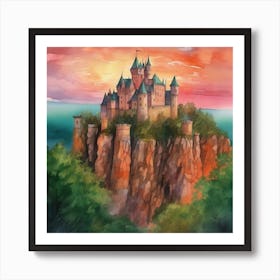 An Enchanting Medieval Castle Perched 4 Art Print