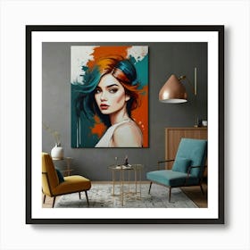 Woman With Colorful Hair Art Print