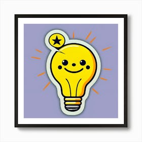 Smiley Light Bulb Art Print