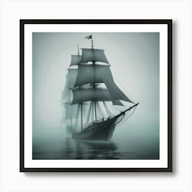 Sailing Ship In The Fog Art Print