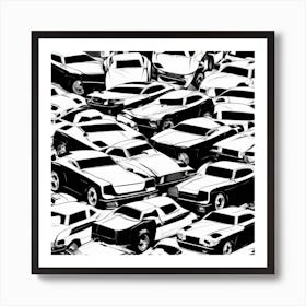 Black And White Cars 4 Art Print