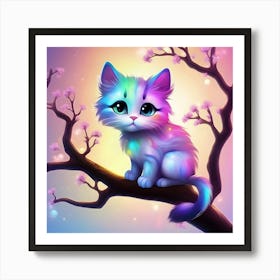 Cute Kitten On A Tree Branch 2 Art Print