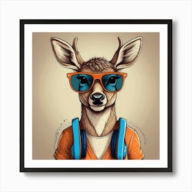 Deer With Headphones 13 Art Print