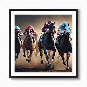 Horses Racing At The Racetrack Art Print