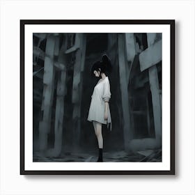 Anime Girl In Ruins Art Print