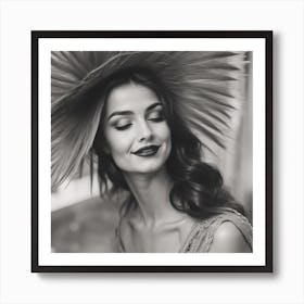 Portrait Of A Woman Wearing A Hat Art Print