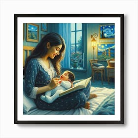 Mother Reading To Her Baby Art Print