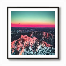 Aerial View Of Mountains At Sunset Art Print