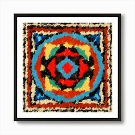 Abstract Color Vibration Mandala Art Print