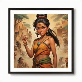 Girl In A Sari paintings art print Art Print