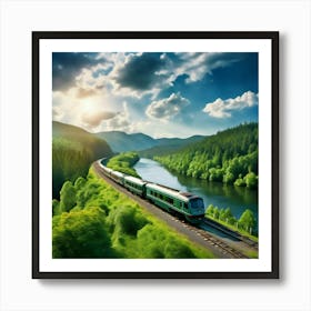 Travel Sky Train Scenery Forest Summer Landscape View Freight Bay Sunlight Green Beautif (5) Art Print