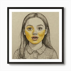 Girl With Yellow Face Art Print