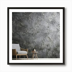 Abstract Stone Material Structure Grey Rock Halloween Granular Rough Wallpaper Stucco Dar (27) Art Print