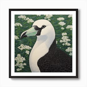 Ohara Koson Inspired Bird Painting Albatross 1 Square Art Print
