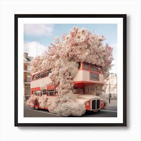 Bus Covered In Flowers Poster