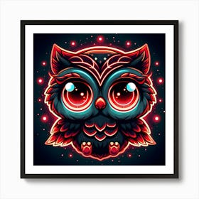 Neon Owl Art Print