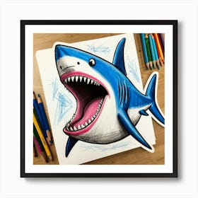 Shark Drawing 3 Art Print