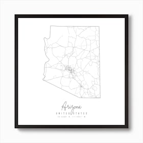 Arizona Minimal Street Map Square Art Print