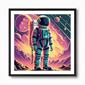 Pixel Art Spaceman Poster 2 Art Print