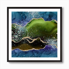 Peacock Glitter Agate Texture 05 Art Print