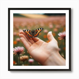 Butterfly On Hand 1 Art Print