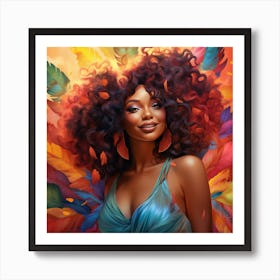 Afro Girl With Feathers Art Print