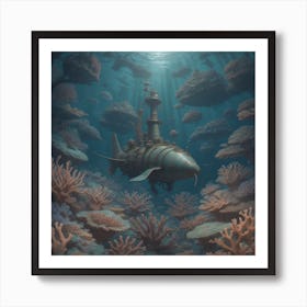 Submarine In The Sea Art Print