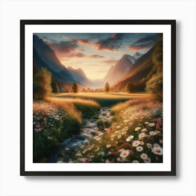 Sunset In The Mountains 4 Art Print