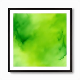 Beautiful chartreuse lime abstract background. Drawn, hand-painted aquarelle. Wet watercolor pattern. Artistic background with copy space for design. Vivid web banner. Liquid, flow, fluid effect. Art Print