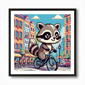 Pixel Raccoon art Art Print