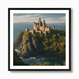 A picture of a castle on a rocky hill Art Print