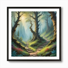 Path In The Woods Paintings Art Print Art Print