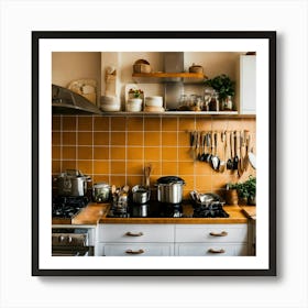 A Photo Of A Kitchen With A Variety Of Cooking Ute (1) Art Print
