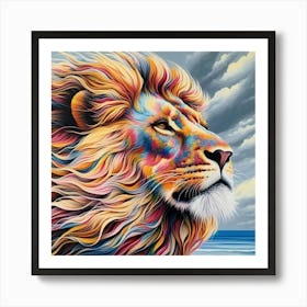 Lion On The Beach Art Print