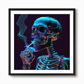 Skeleton Smoking A Cigarette Art Print