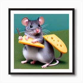 Surrealism Art Print | Mouse Balances Cheese With Hypermobility Art Print